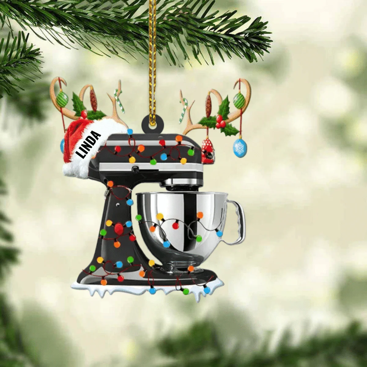 Personalized Christmas Reindeer Baking Mixer Ornament for Baker, Gift for Mom Who loves Baking - Image 5