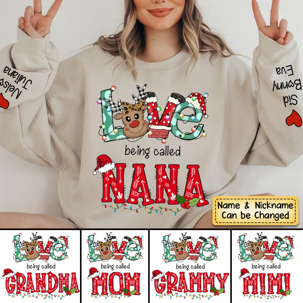 Personalized Christmas Reindeer Love Being Called Grandma Sweatshirt - Image 2