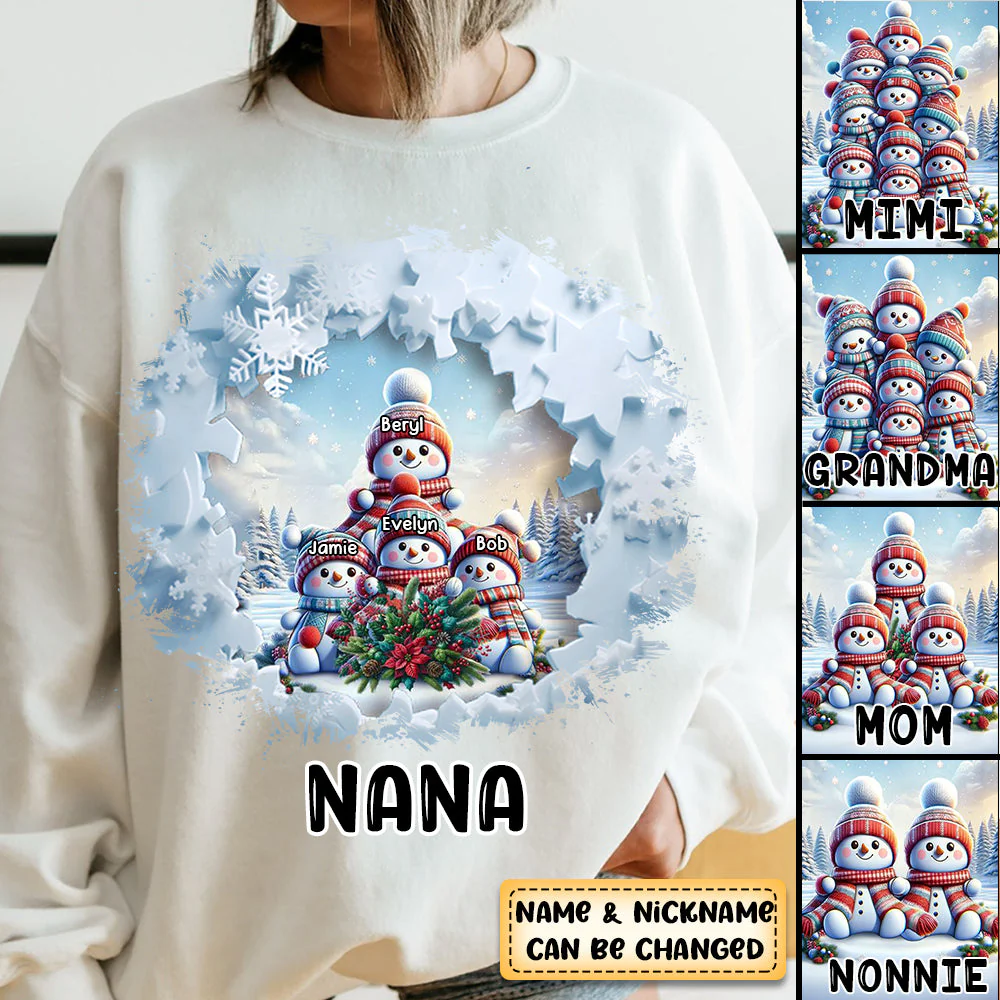 Personalized Christmas Snowman Crack Grandma Mom Kids Sweatshirt - Image 2