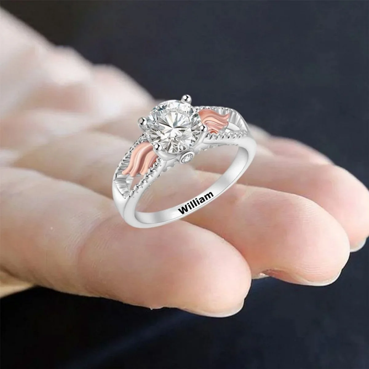 Personalized Circle Wings Memorial Ring - I am not a Widow, I am a wife to a husband with wings - Image 6
