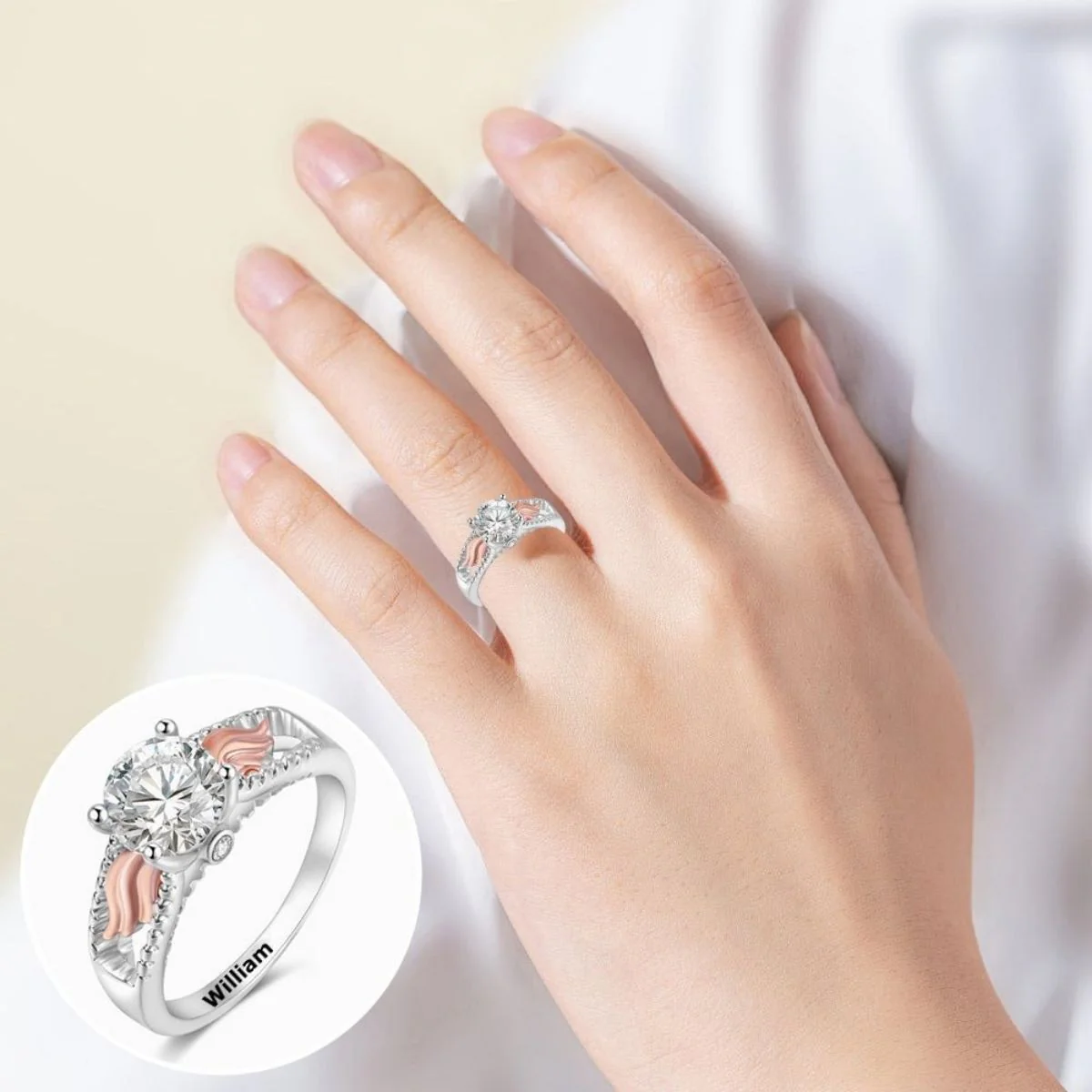 Personalized Circle Wings Memorial Ring - I am not a Widow, I am a wife to a husband with wings - Image 7