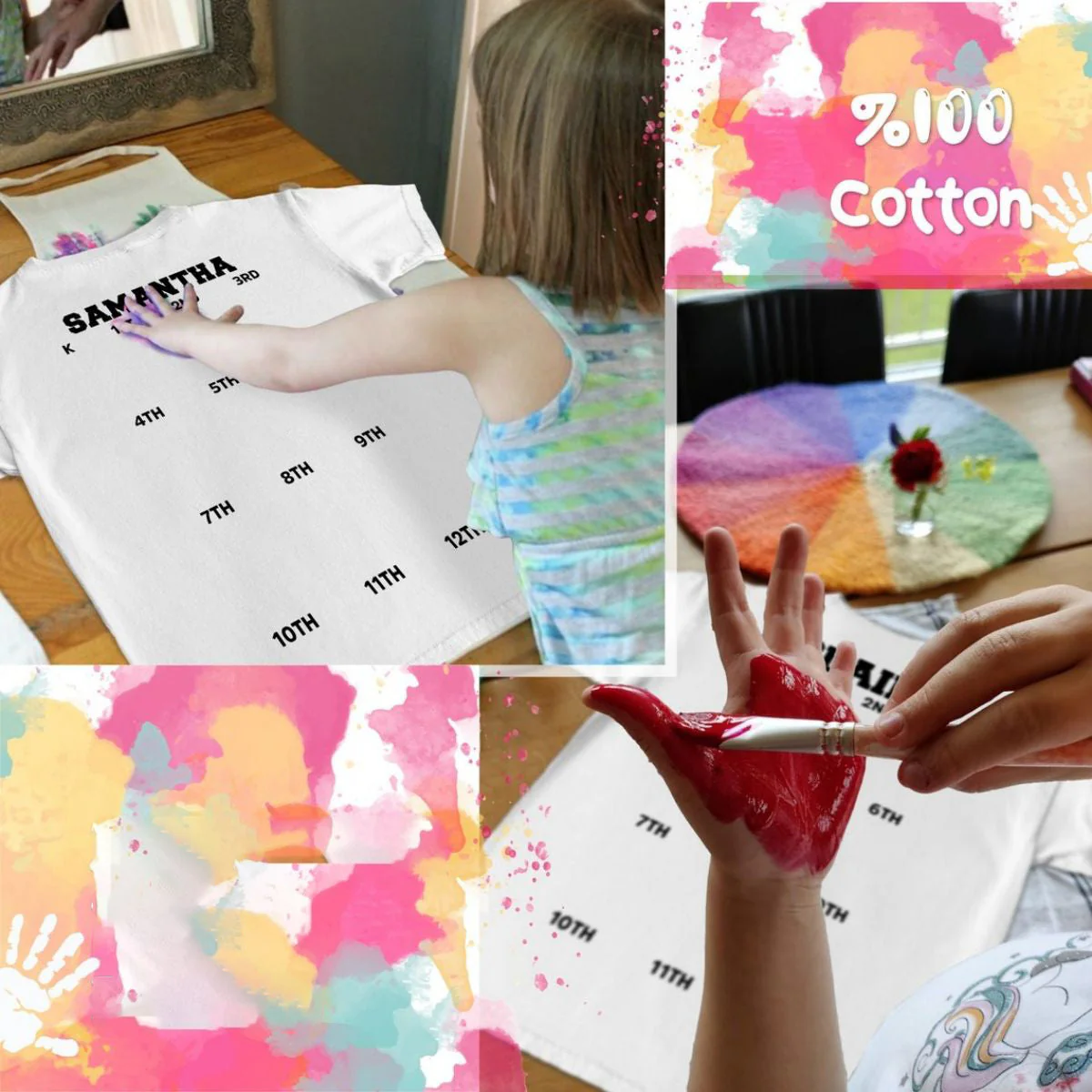 Personalized Class of 2037/2038/2039 Handprint Grow With Me Pure Cotton T-Shirt - Image 5