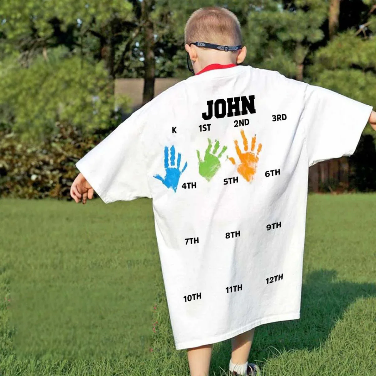 Personalized Class of 2037/2038/2039 Handprint Grow With Me Pure Cotton T-Shirt - Image 6