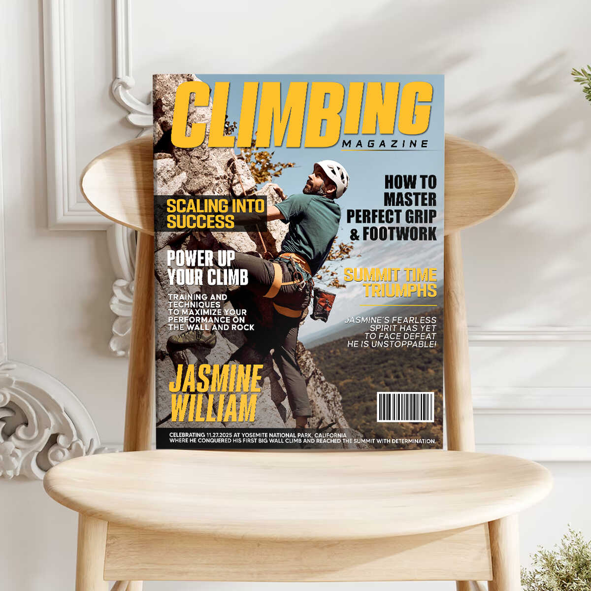 Personalized Climbing Magazine Cover Canvas , Custom Adventure Magazine Cover, Unique Gifts For Climbing Lover - Image 2