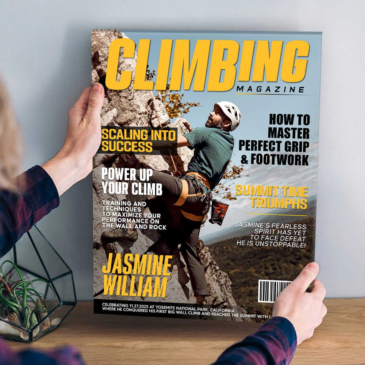 Personalized Climbing Magazine Cover Canvas , Custom Adventure Magazine Cover, Unique Gifts For Climbing Lover - Image 3