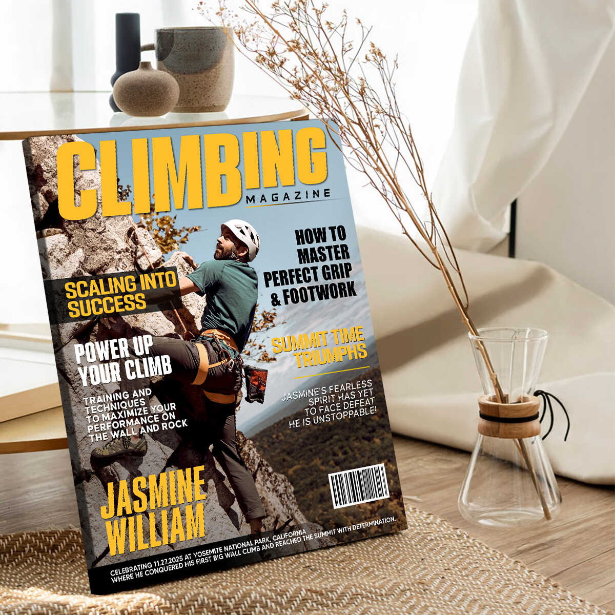 Personalized Climbing Magazine Cover Canvas , Custom Adventure Magazine Cover, Unique Gifts For Climbing Lover - Image 5