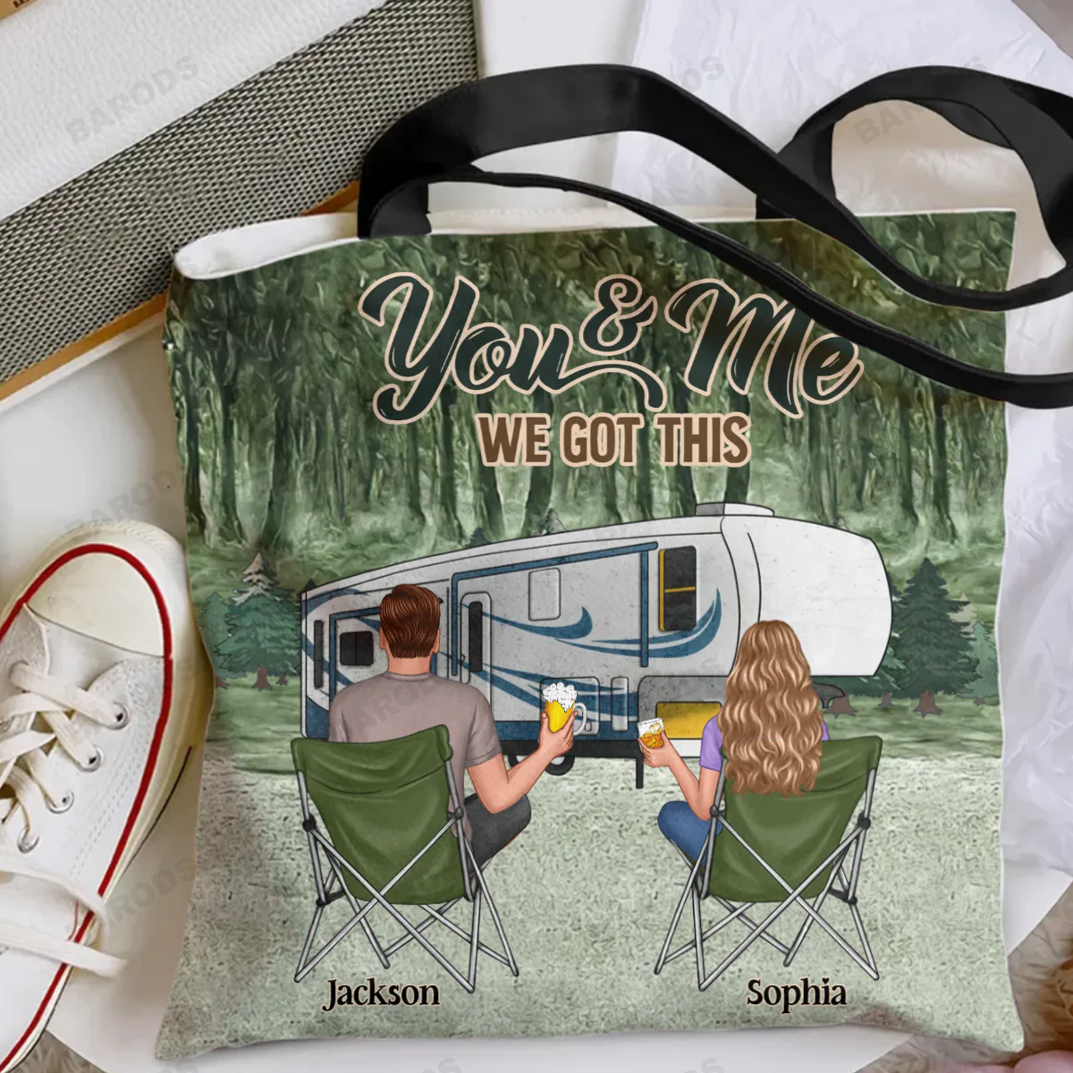 Personalized Cloth Tote Bag - Gift For Camping Lovers - You And Me We Got This - Image 3