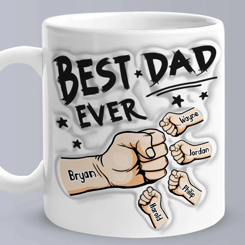 Personalized Coffee Ceramic White Mug - Best Dad Ever - Image 2