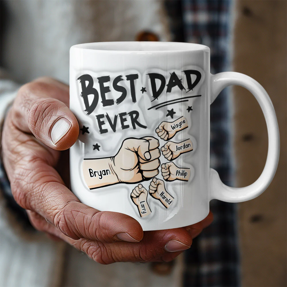 Personalized Coffee Ceramic White Mug - Best Dad Ever - Image 3