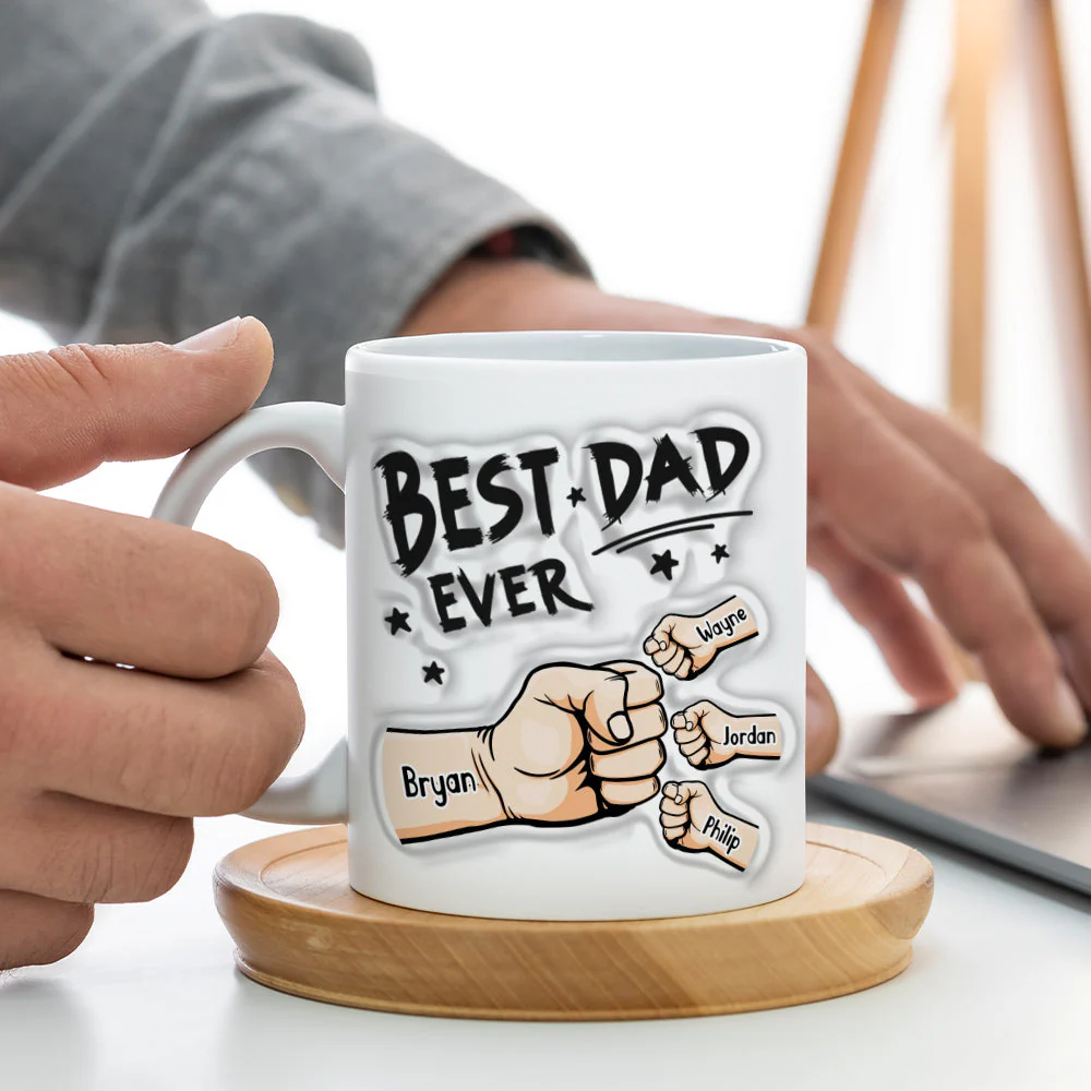 Personalized Coffee Ceramic White Mug - Best Dad Ever - Image 4