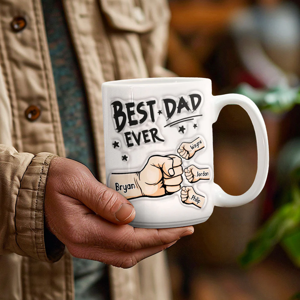 Personalized Coffee Ceramic White Mug - Best Dad Ever - Image 5