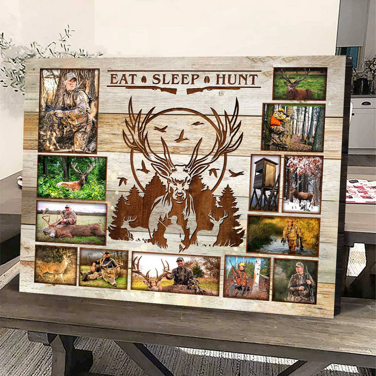 Personalized Collage Eat Sleep Hunt Canvas Poster, Gift for hunters,Bow Hunter,Deer Hunting, Crossbow Hunting Gift - Image 4