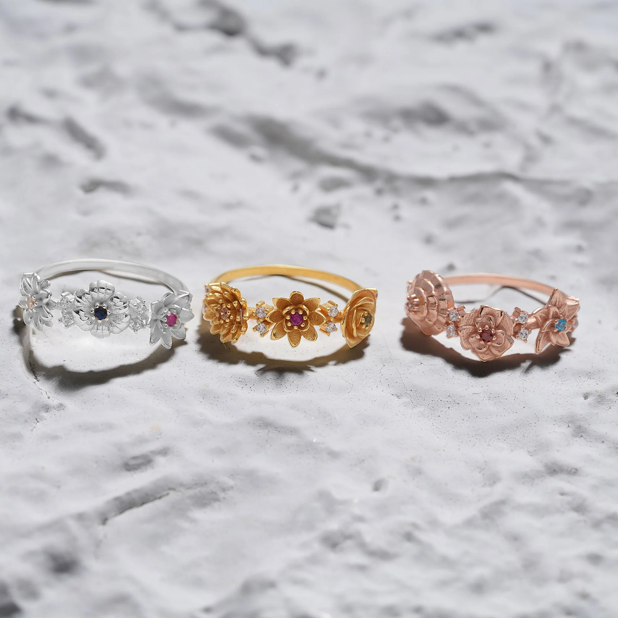 Personalized Combined Birth Flower Ring Family Jewelry Gift