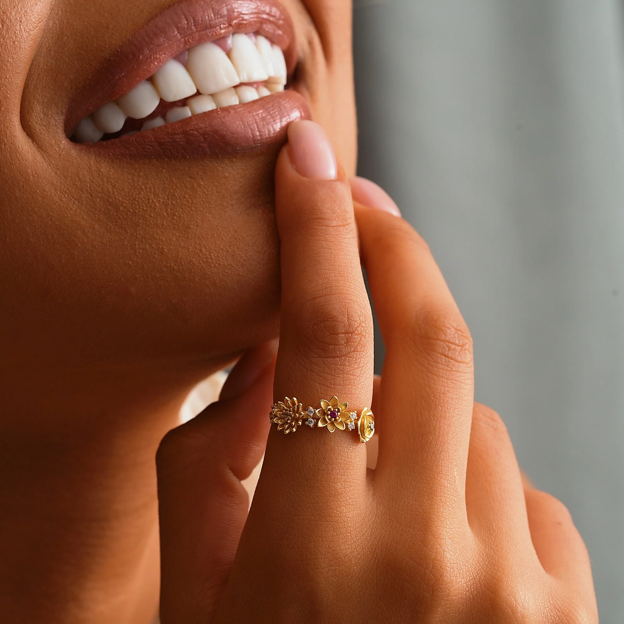 Personalized Combined Birth Flower Ring Family Jewelry Gift - Image 3