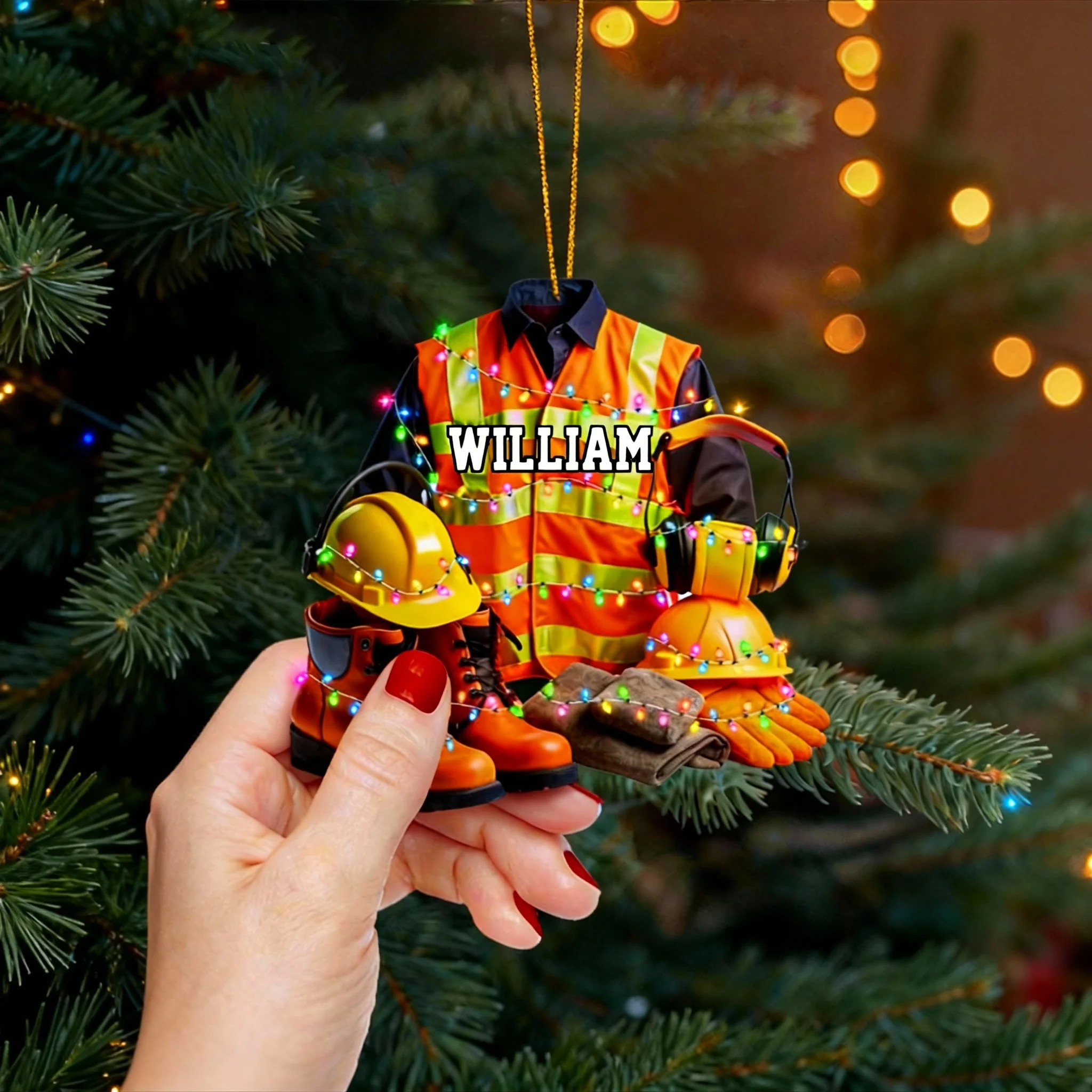 Personalized Construction Worker Uniform Ornament - Image 2
