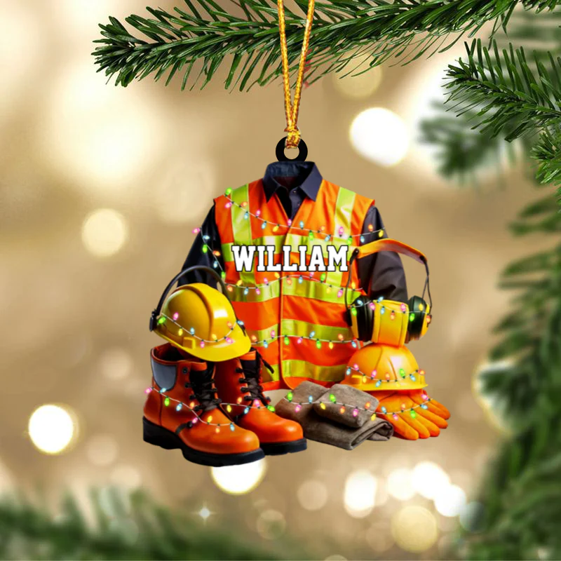Personalized Construction Worker Uniform Ornament - Image 4