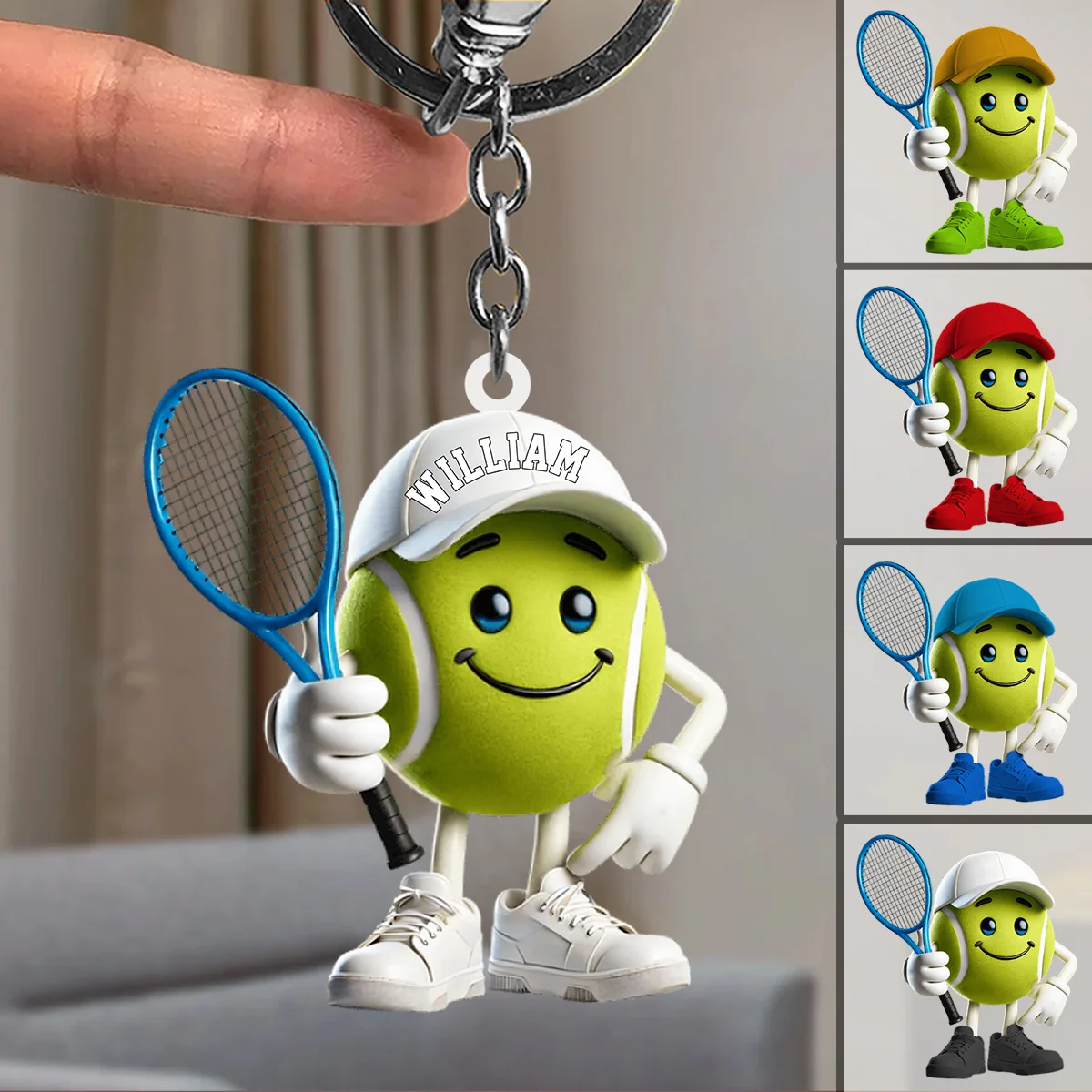 Personalized Cool Tennis Ball Acrylic Keychain, Gift For Tennis Lover - Image 4