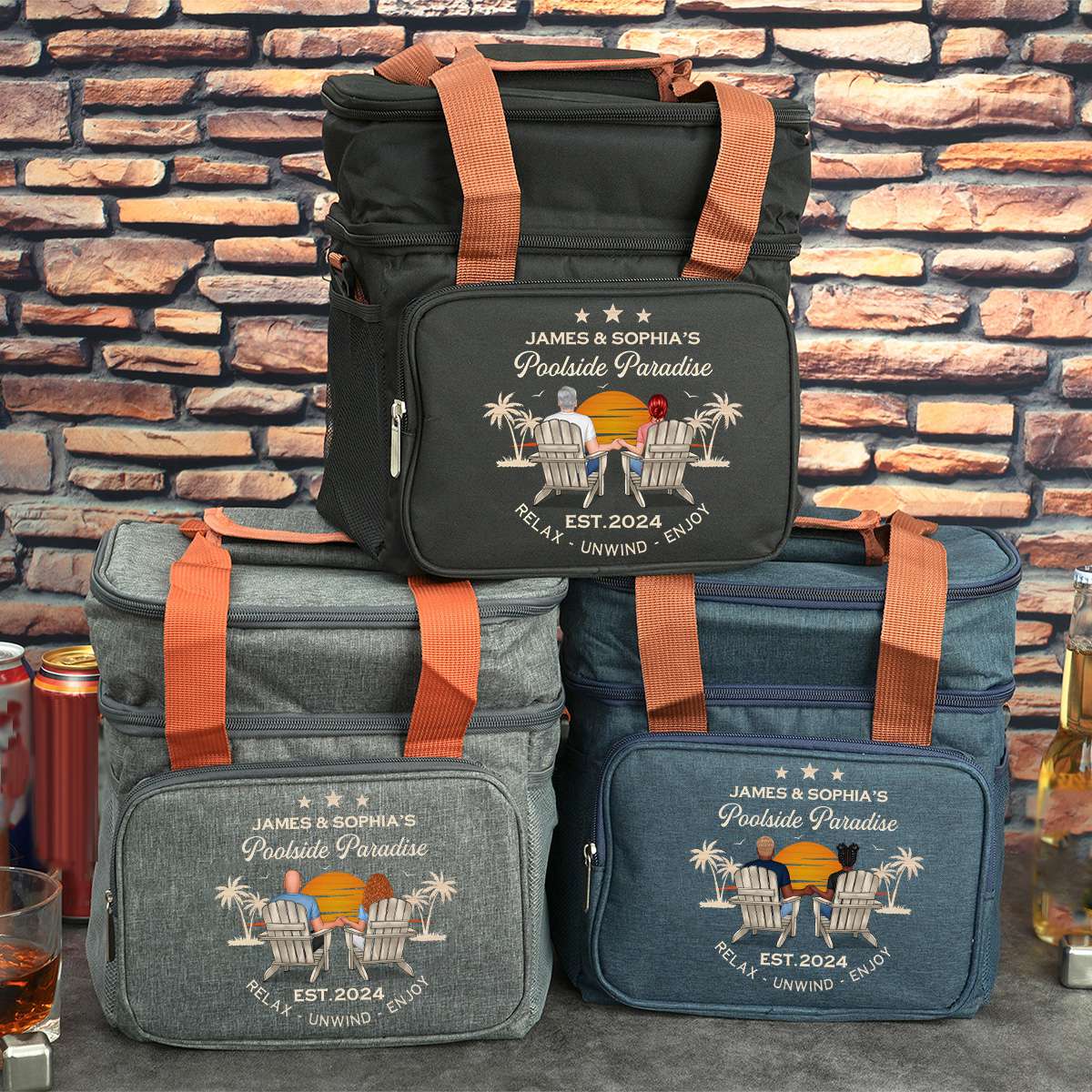 Personalized Cooler Bag Outdoor Picnic Gift For Couple - Image 3