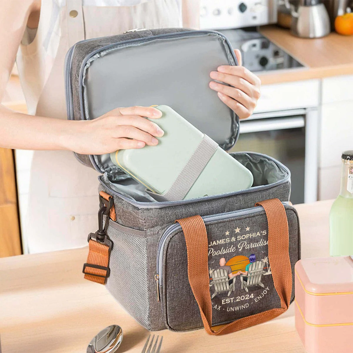 Personalized Cooler Bag Outdoor Picnic Gift For Couple - Image 7
