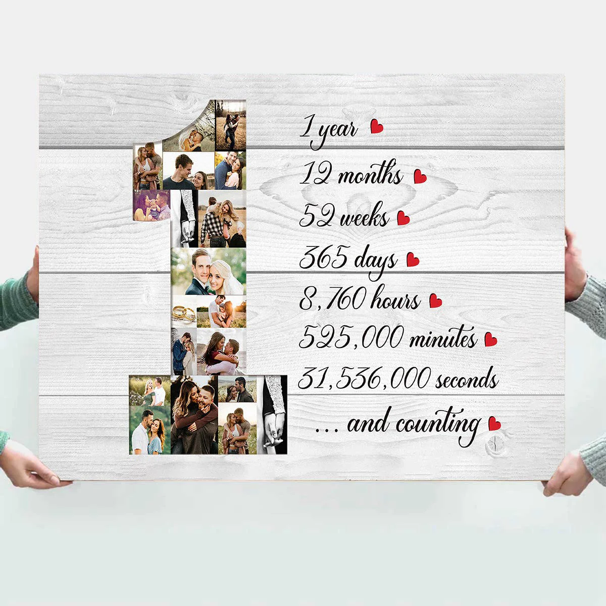 Personalized Couple 1 Year Anniversary Photo Collage Canvas Poster - Image 2