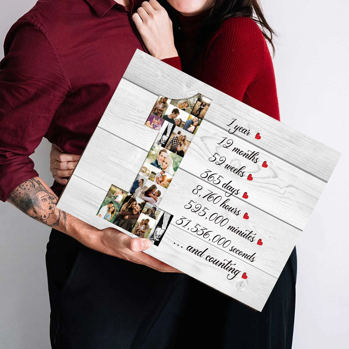 Personalized Couple 1 Year Anniversary Photo Collage Canvas Poster - Image 5