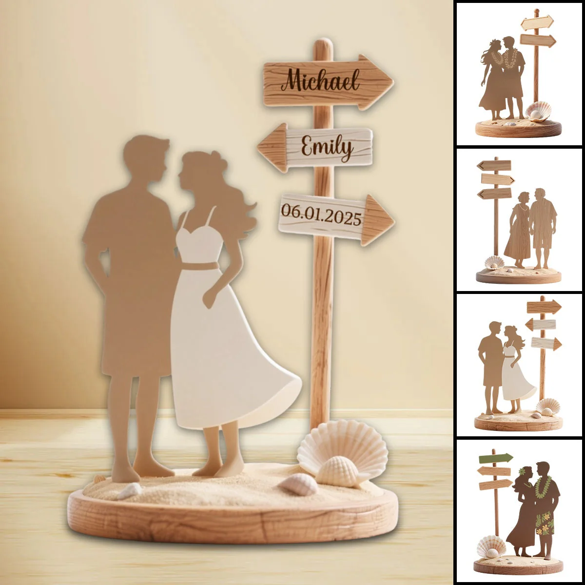 Personalized Couple Beach Sign Summer Vacation Custom Shaped Acrylic Plaque - Image 2