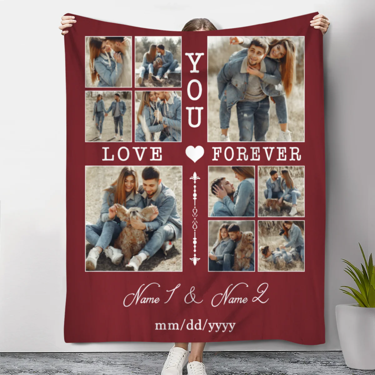 Personalized Couple Blanket With Photo, Custom Photo Blanket For Her, Picture Collage Gift For Couple, Anniversary Valentine’s Day Gifts For Her - Image 2