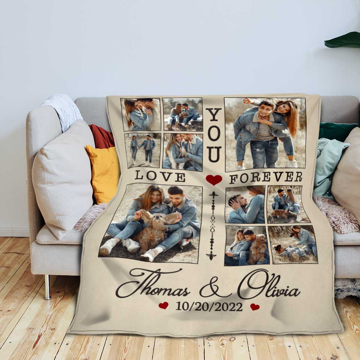 Personalized Couple Blanket With Photo, Custom Photo Blanket For Her, Picture Collage Gift For Couple, Anniversary Valentine’s Day Gifts For Her - Image 3