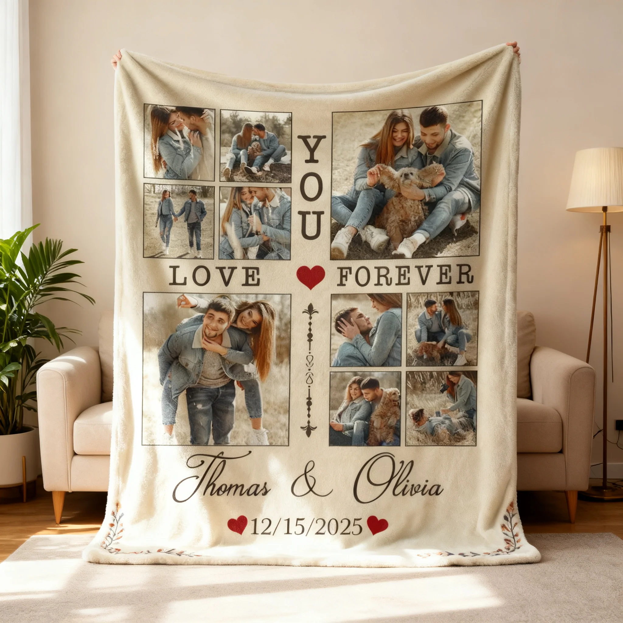 Personalized Couple Blanket With Photo, Custom Photo Blanket For Her, Picture Collage Gift For Couple, Anniversary Valentine’s Day Gifts For Her - Image 5