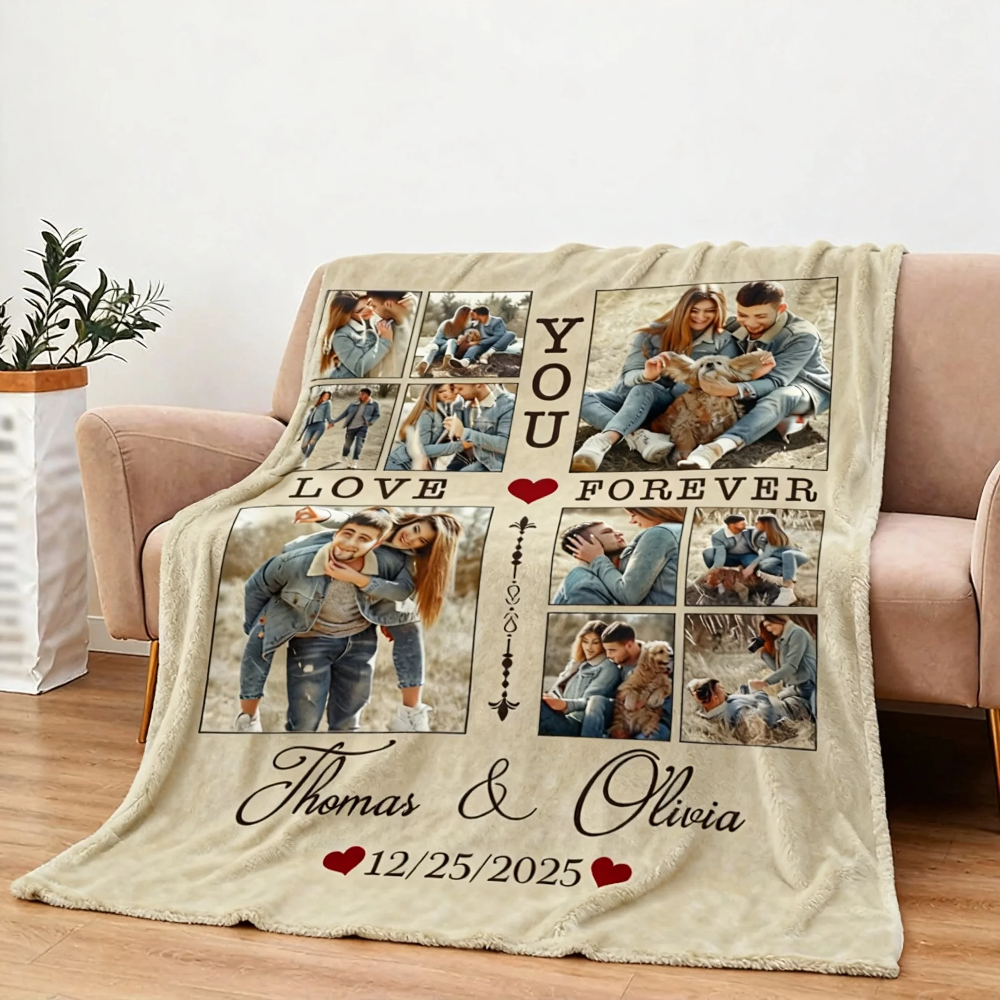 Personalized Couple Blanket With Photo, Custom Photo Blanket For Her, Picture Collage Gift For Couple, Anniversary Valentine’s Day Gifts For Her - Image 6
