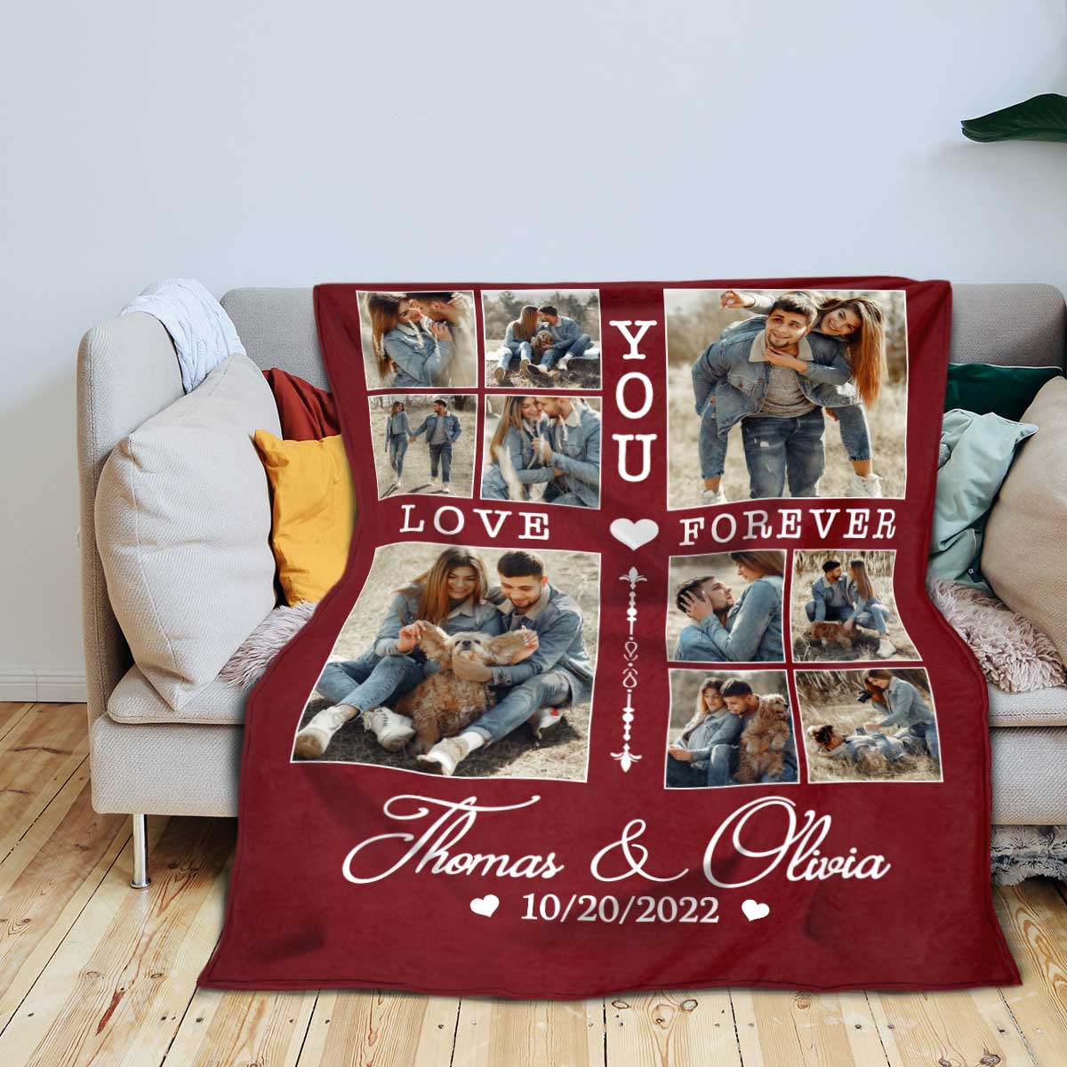 Personalized Couple Blanket With Photo, Custom Photo Blanket For Her, Picture Collage Gift For Couple, Anniversary Valentine’s Day Gifts For Her - Image 7