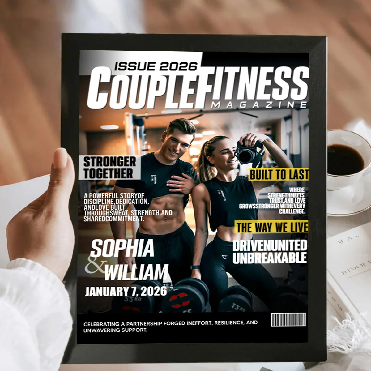 Personalized Couple Fitness Magazine Cover Canvas, Custom Workout Photo , Gym Couple Gift, Fitness Couple Gift - Image 2