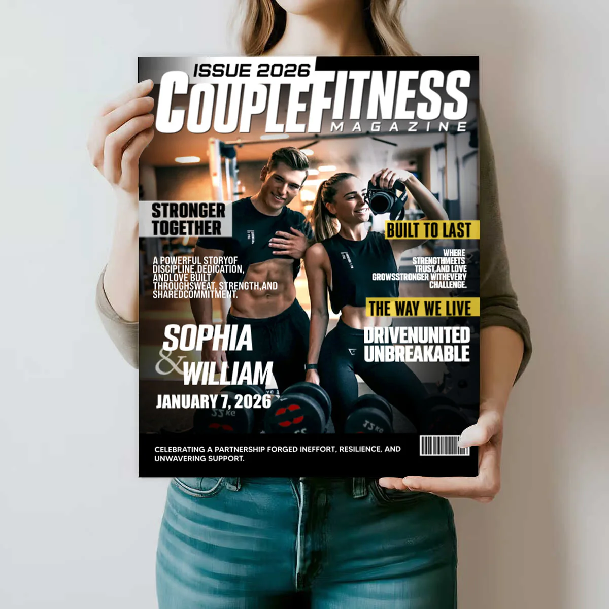 Personalized Couple Fitness Magazine Cover Canvas, Custom Workout Photo , Gym Couple Gift, Fitness Couple Gift - Image 6