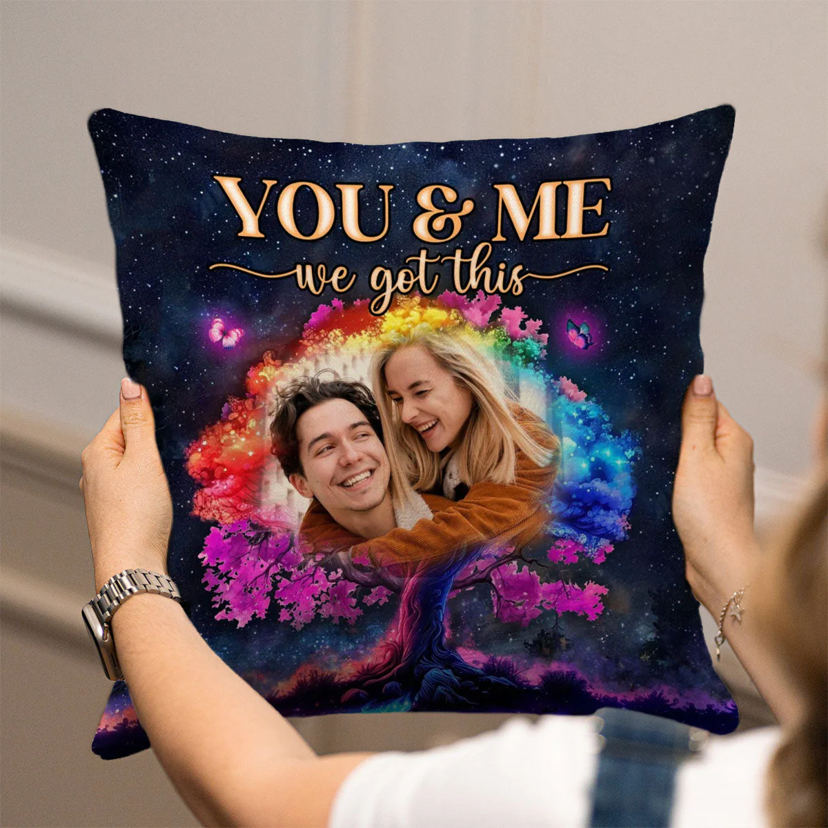Personalized Couple Gift Custom Photo Night Sky Pillow - Image 2