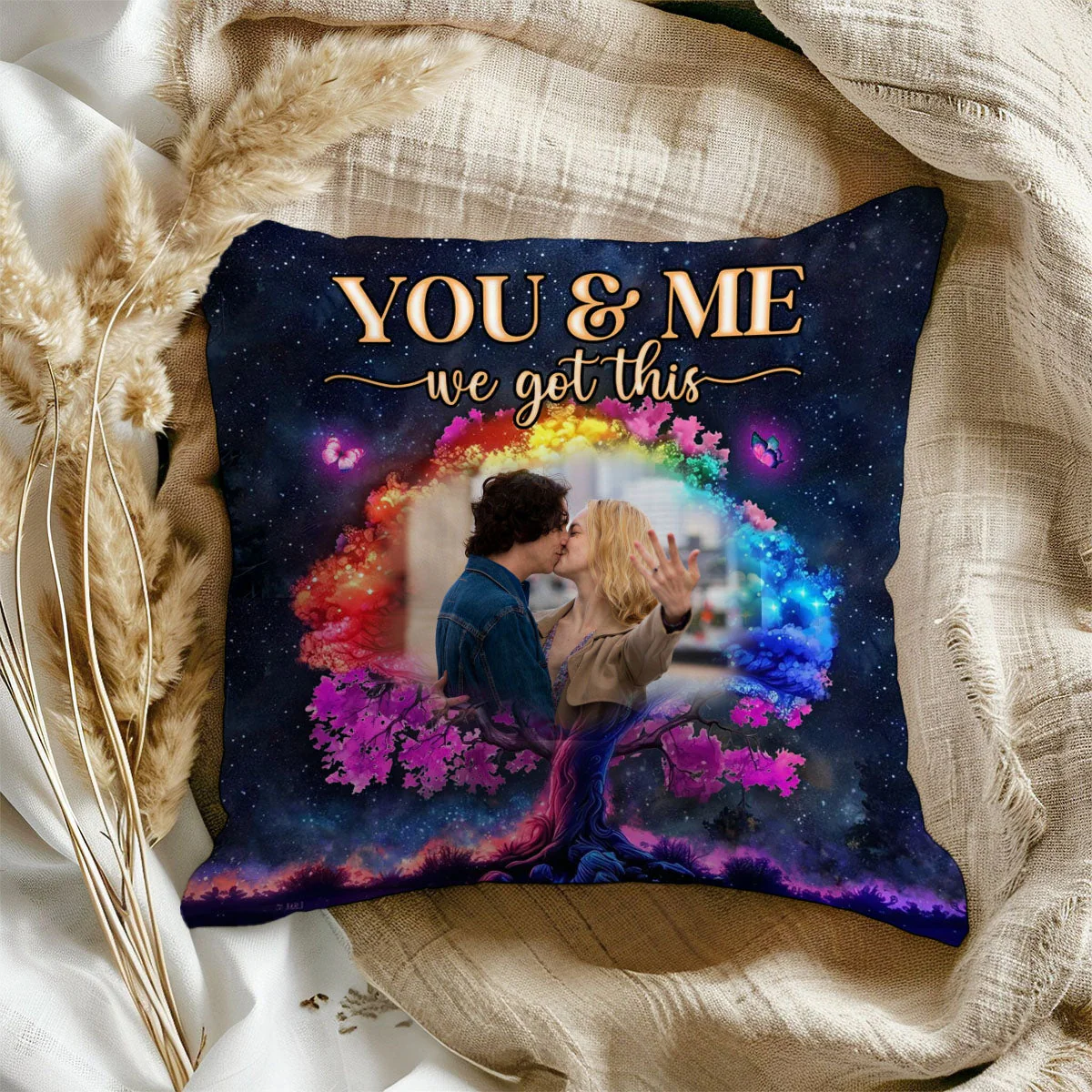Personalized Couple Gift Custom Photo Night Sky Pillow - Image 4