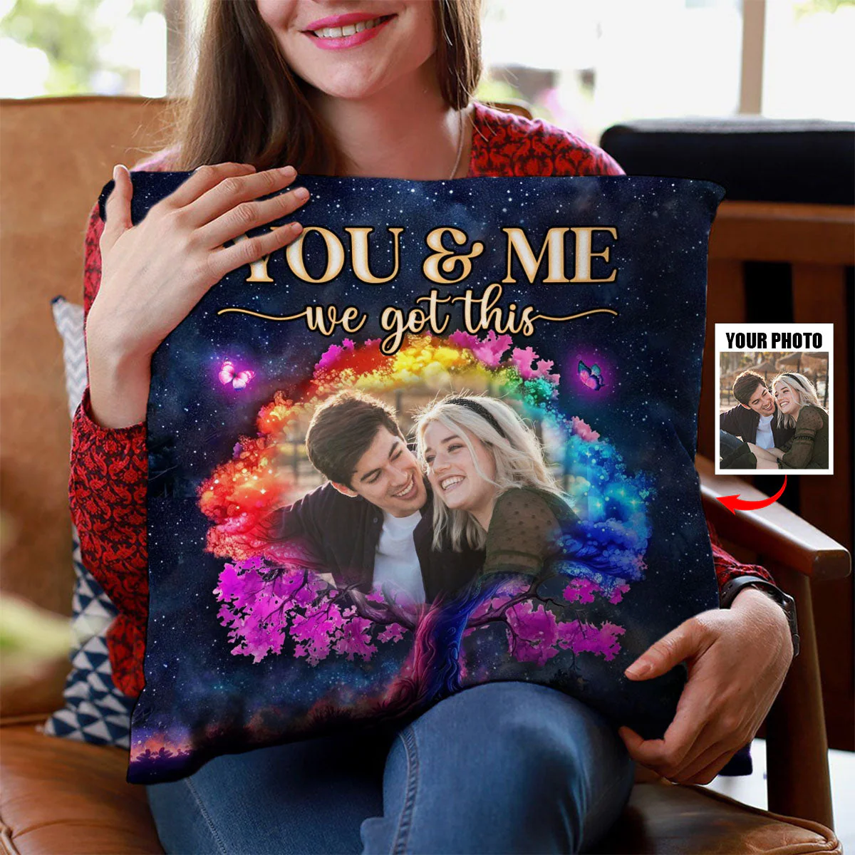 Personalized Couple Gift Custom Photo Night Sky Pillow - Image 7