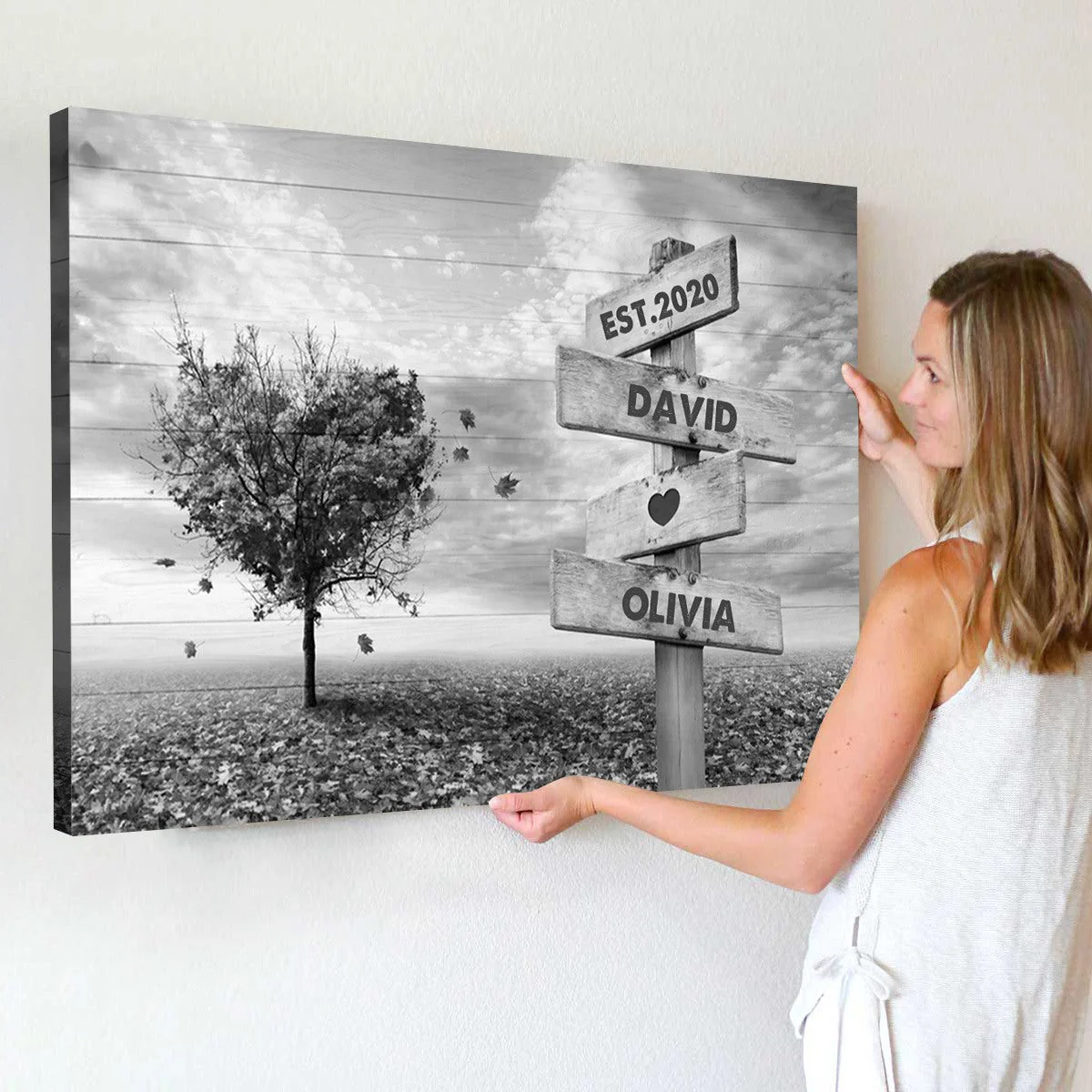 Personalized Couple Gift Red Heart Tree Name Sign Poster - Image 4