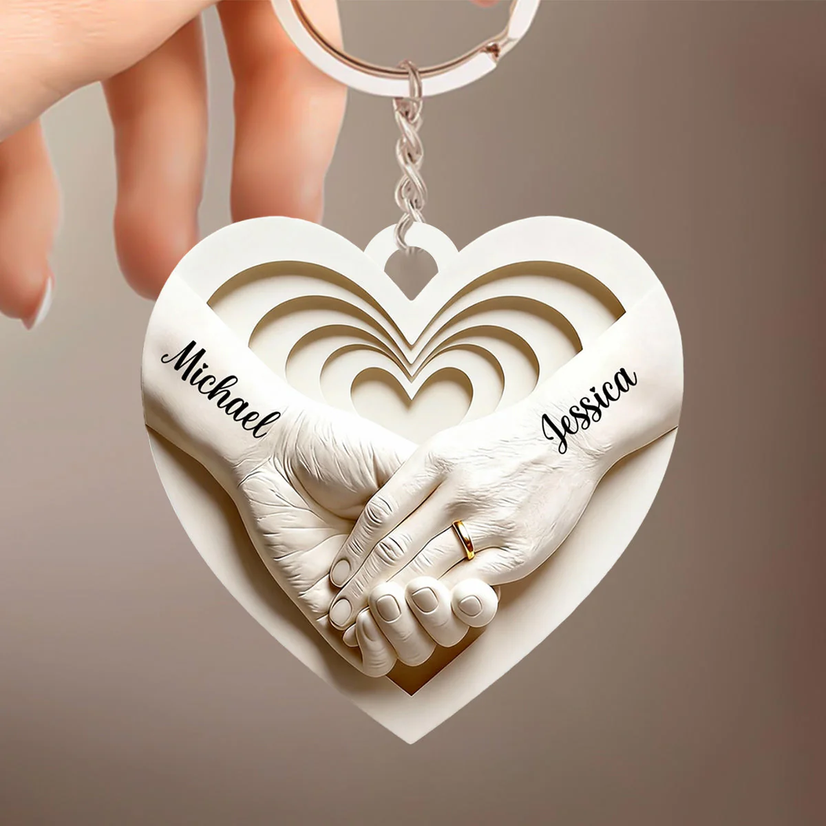 Personalized Couple Hand in Hand Keychain,Anniversary Valentines Gift - Image 3