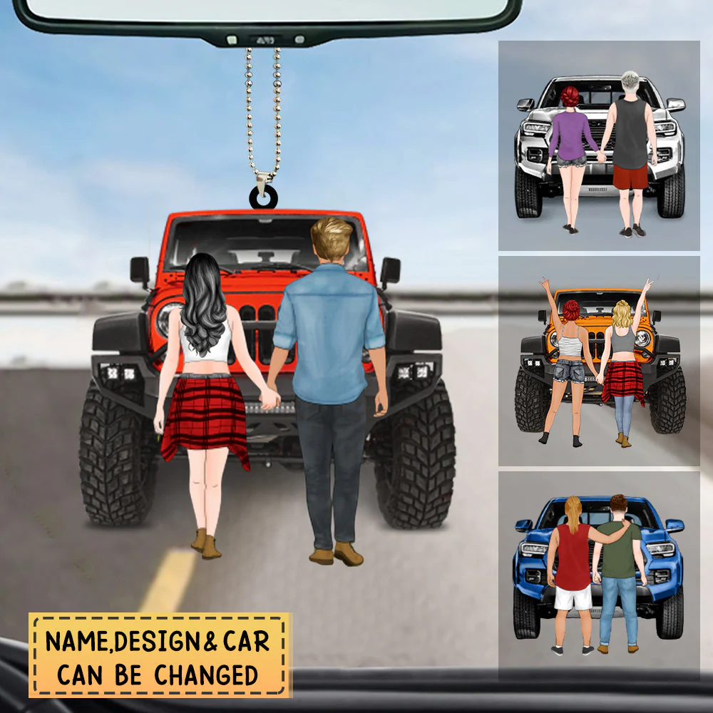 Personalized Couple Holding Hands Two Side Ornament-Gift For Car Lovers