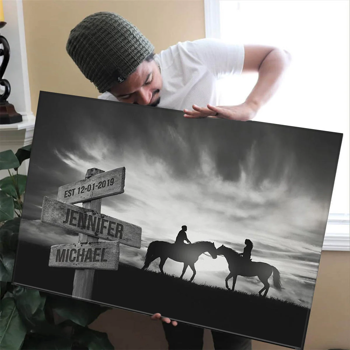 Personalized Couple Horse Horizon Names Poster - Image 2
