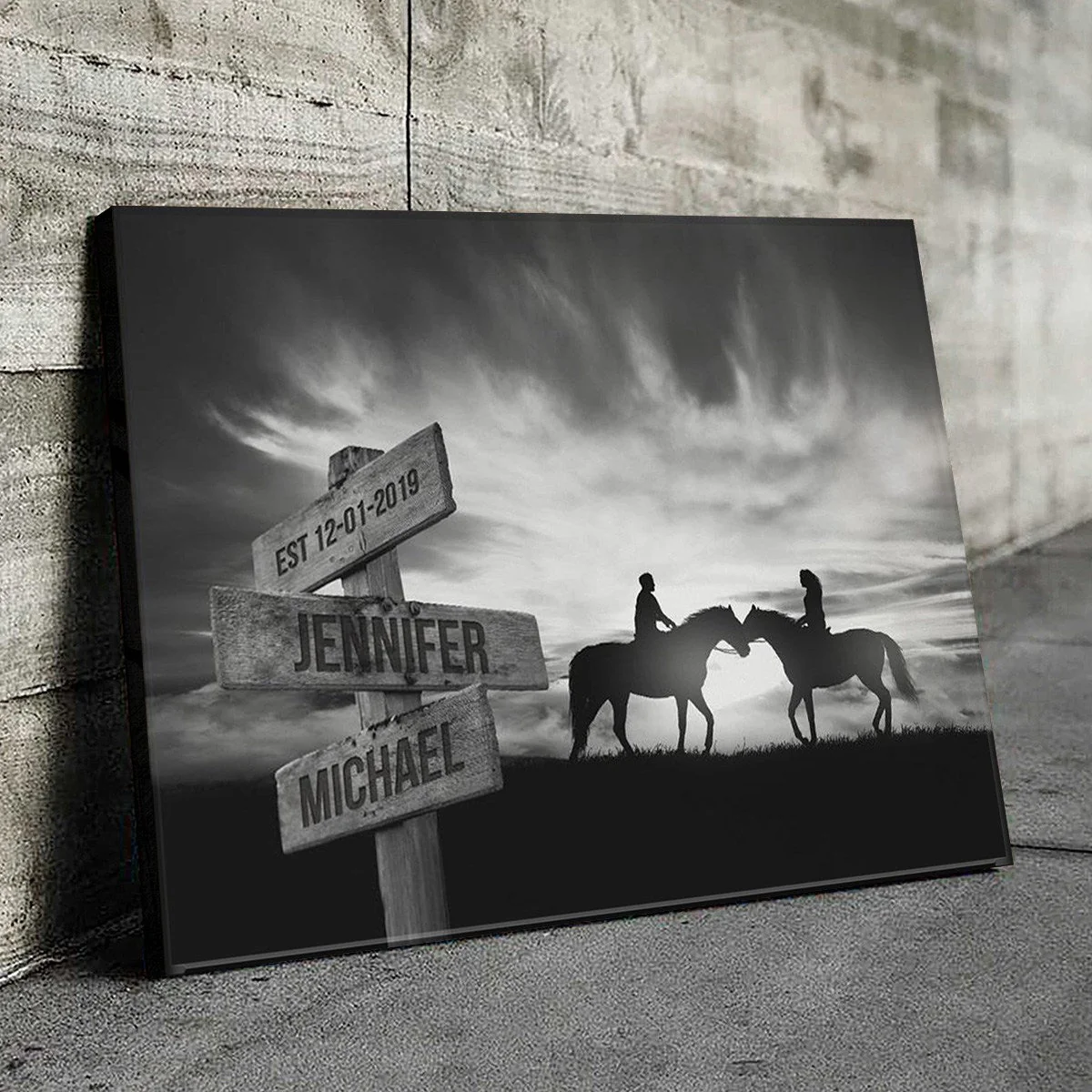 Personalized Couple Horse Horizon Names Poster - Image 3