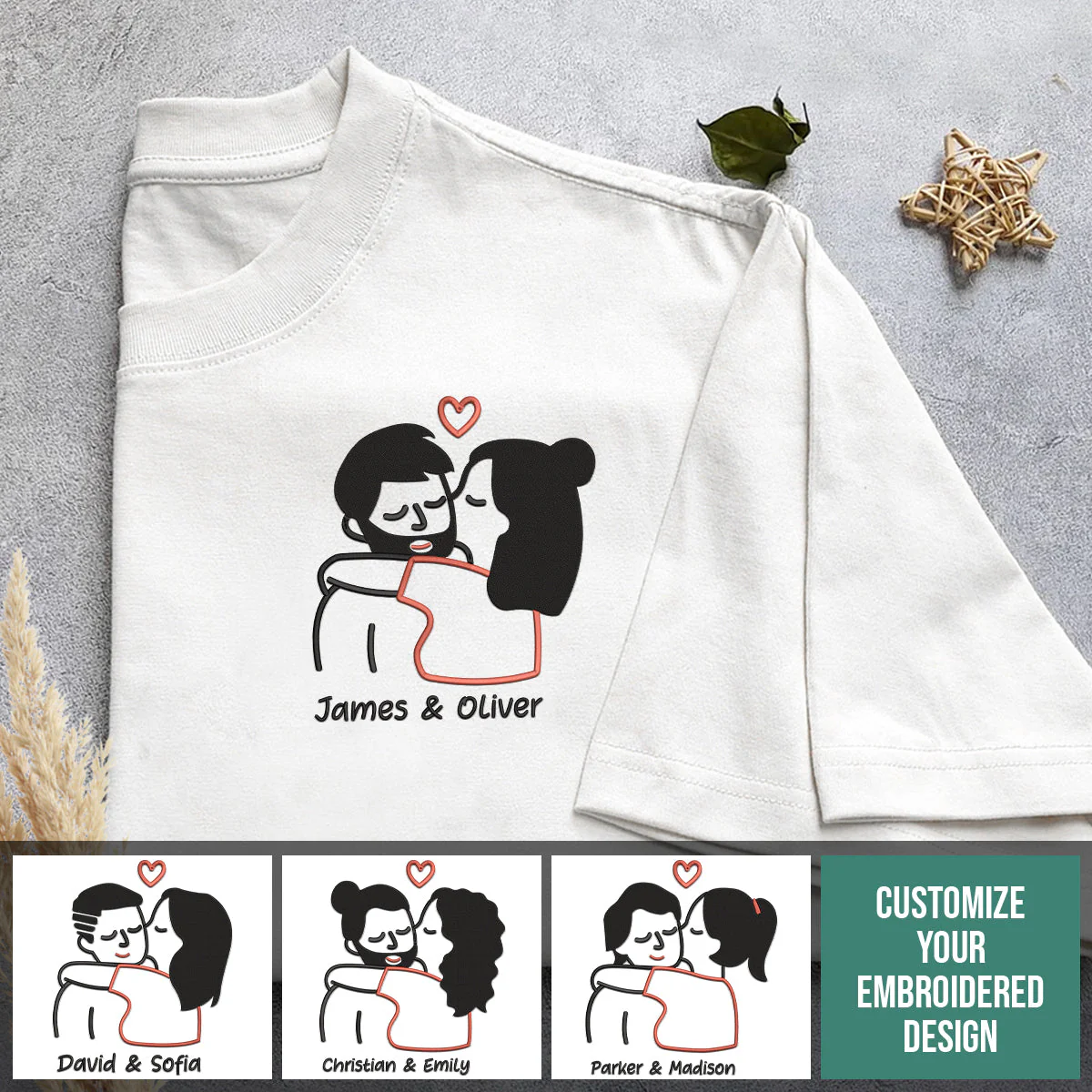 Personalized Couple Kiss T-shirt - Image 3