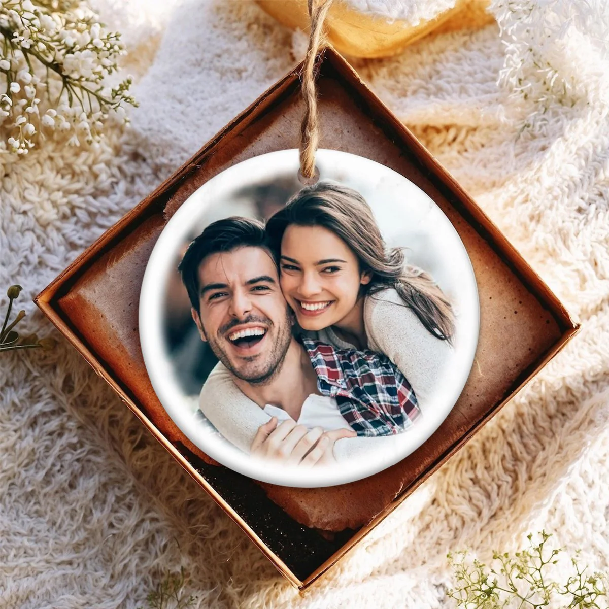 Personalized Couple Location Map Engagement Ornament - Custom Map & Photo Gift - Image 3