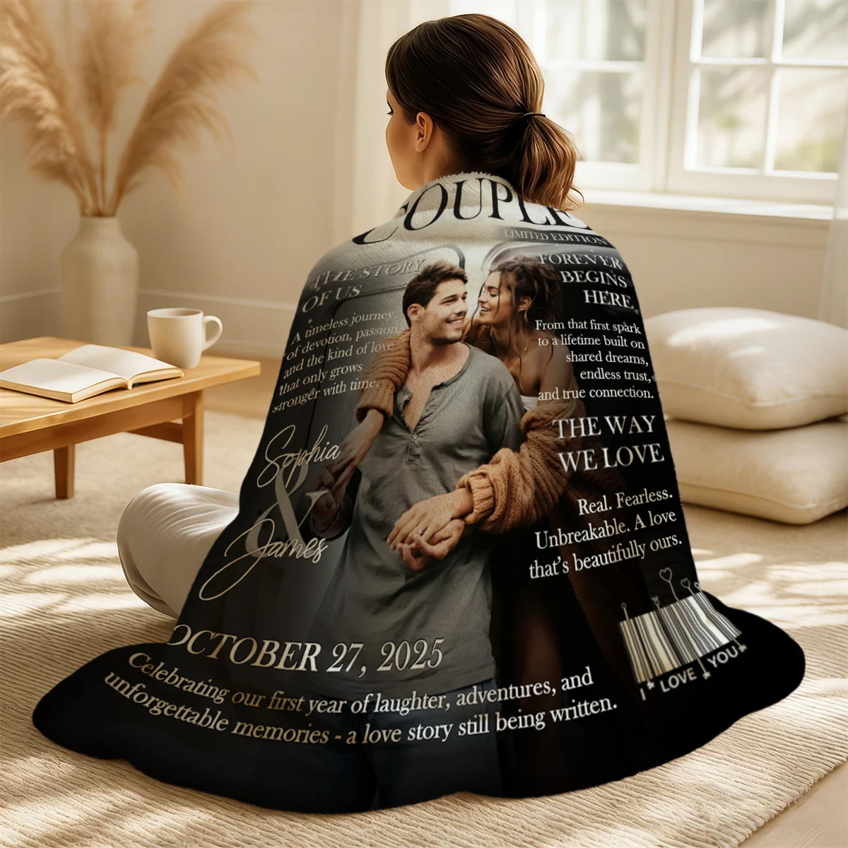 Personalized Couple Magazine Cover Blanket, Romantic Couple Gift, Wedding Gift - Image 2