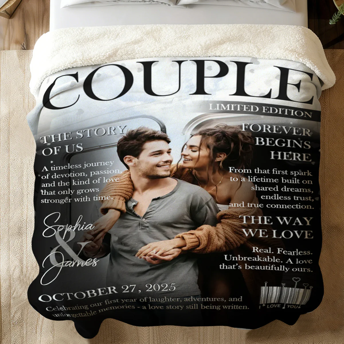 Personalized Couple Magazine Cover Blanket, Romantic Couple Gift, Wedding Gift - Image 3