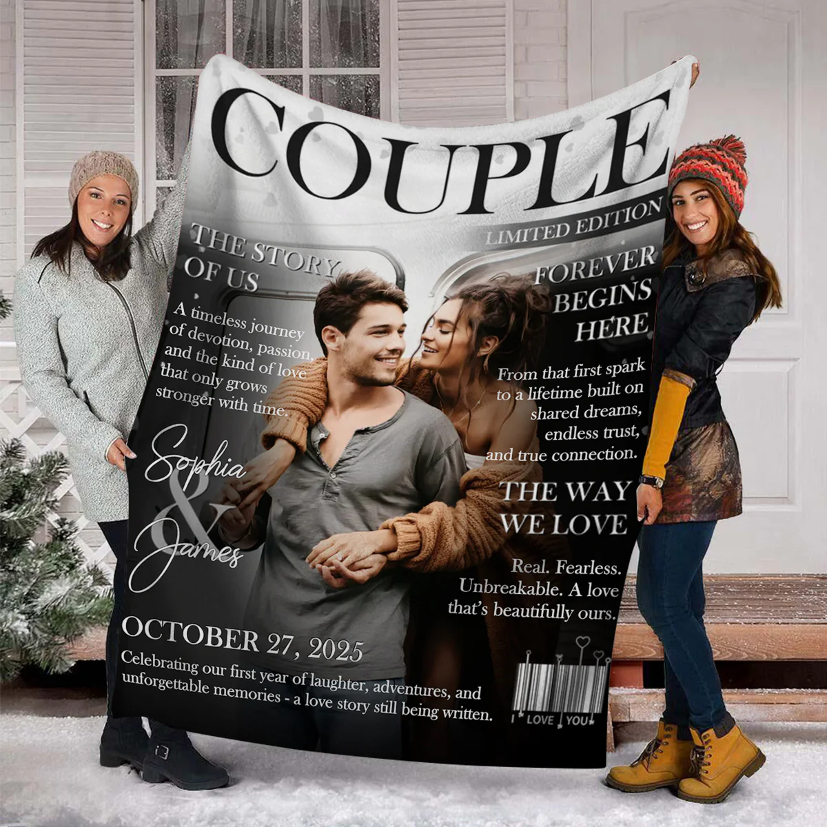 Personalized Couple Magazine Cover Blanket, Romantic Couple Gift, Wedding Gift - Image 4