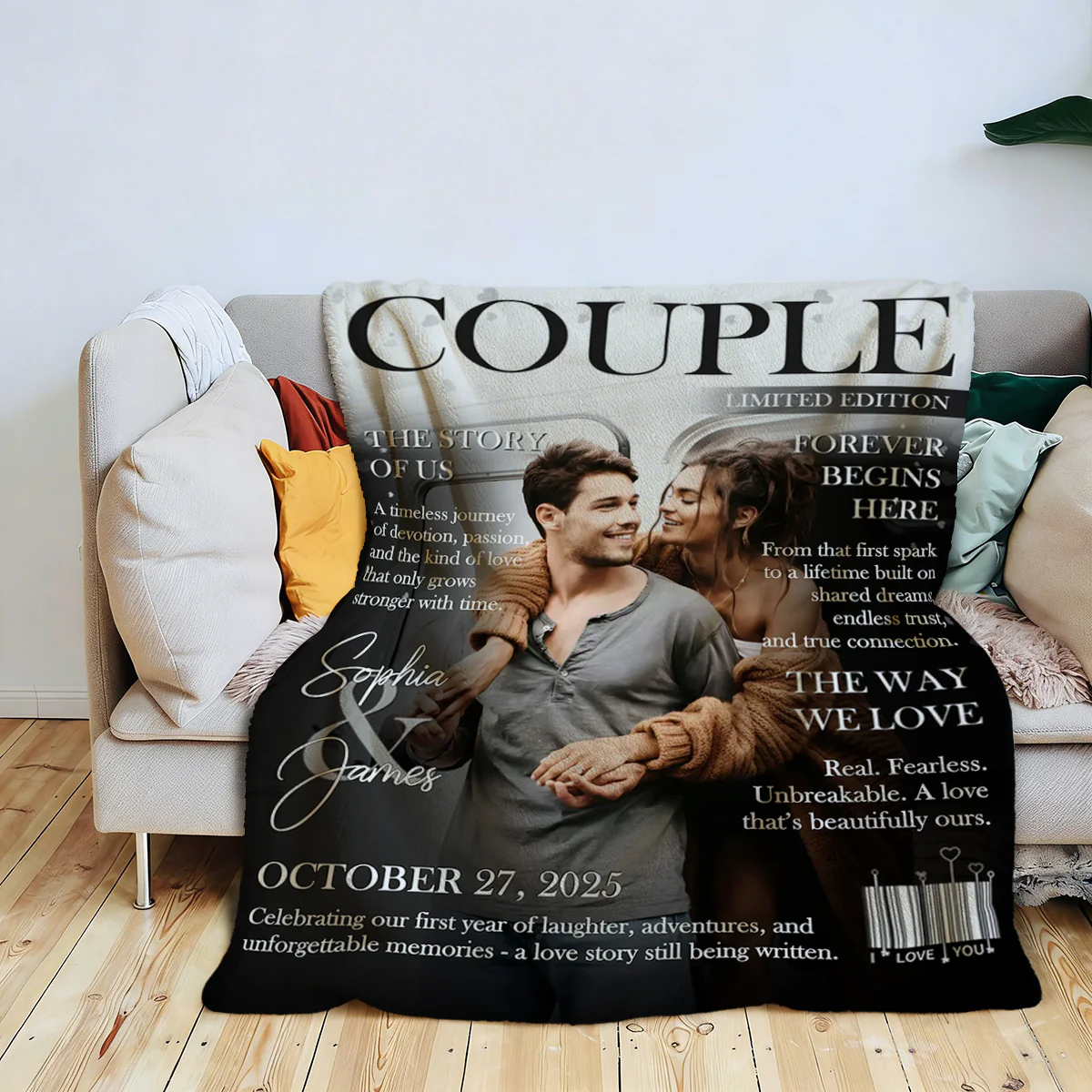 Personalized Couple Magazine Cover Blanket, Romantic Couple Gift, Wedding Gift - Image 5