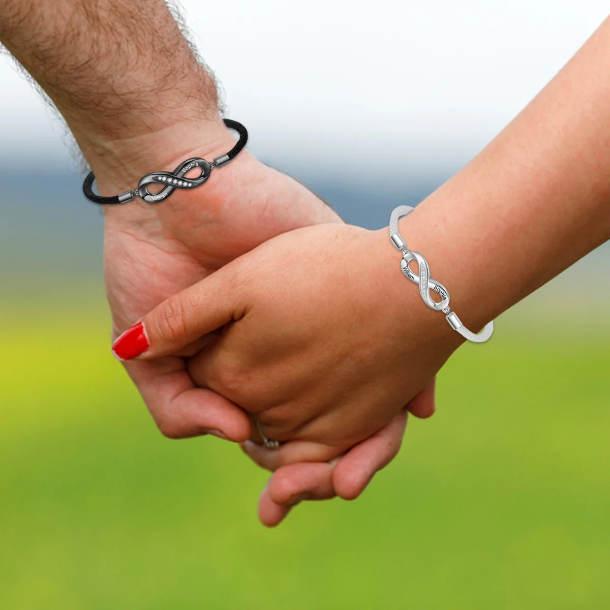 Personalized Couple Names Infinity Bracelets Set - Gift For Couple - Image 4