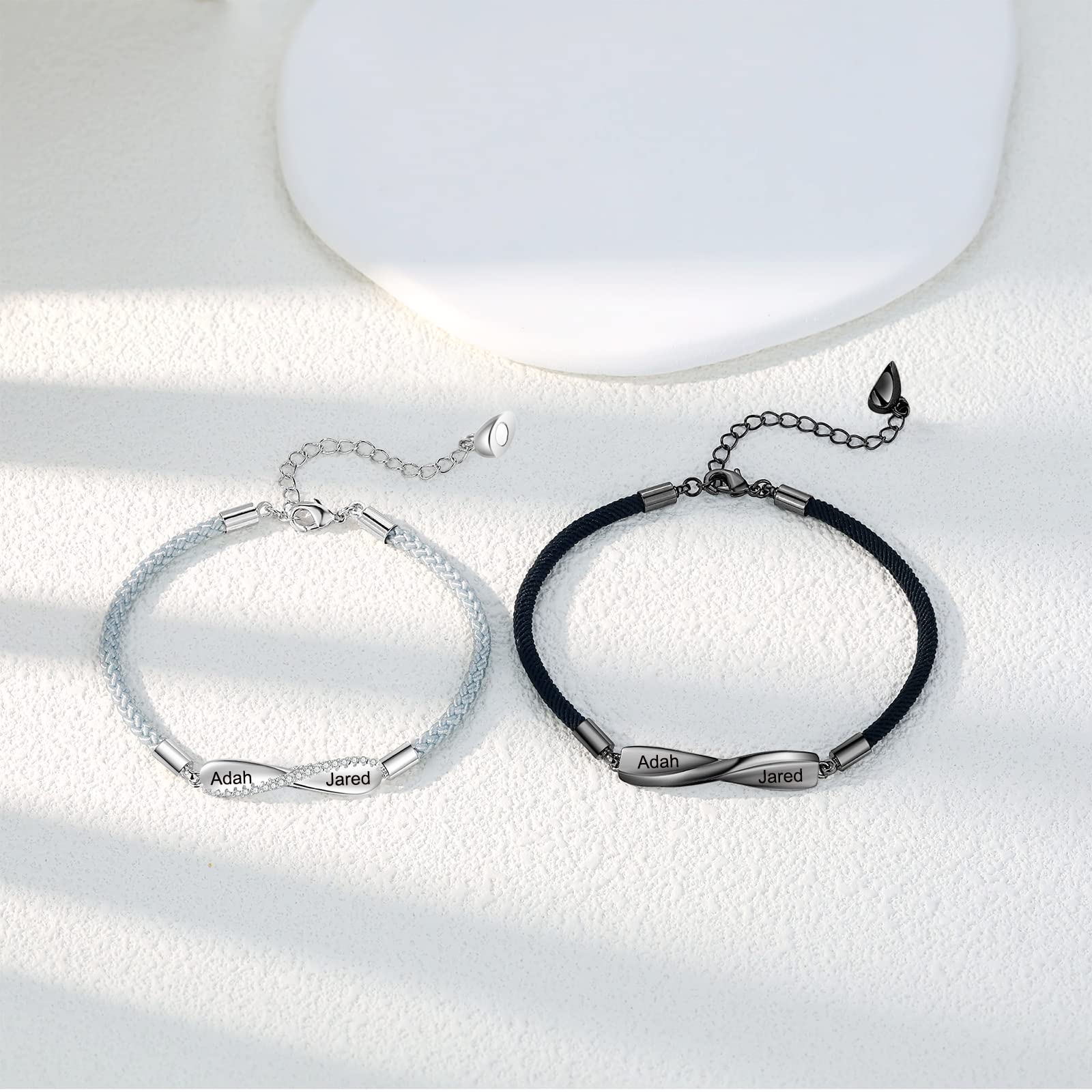 Personalized Couple Names Infinity Bracelets Set - Gift For Couple - Image 5