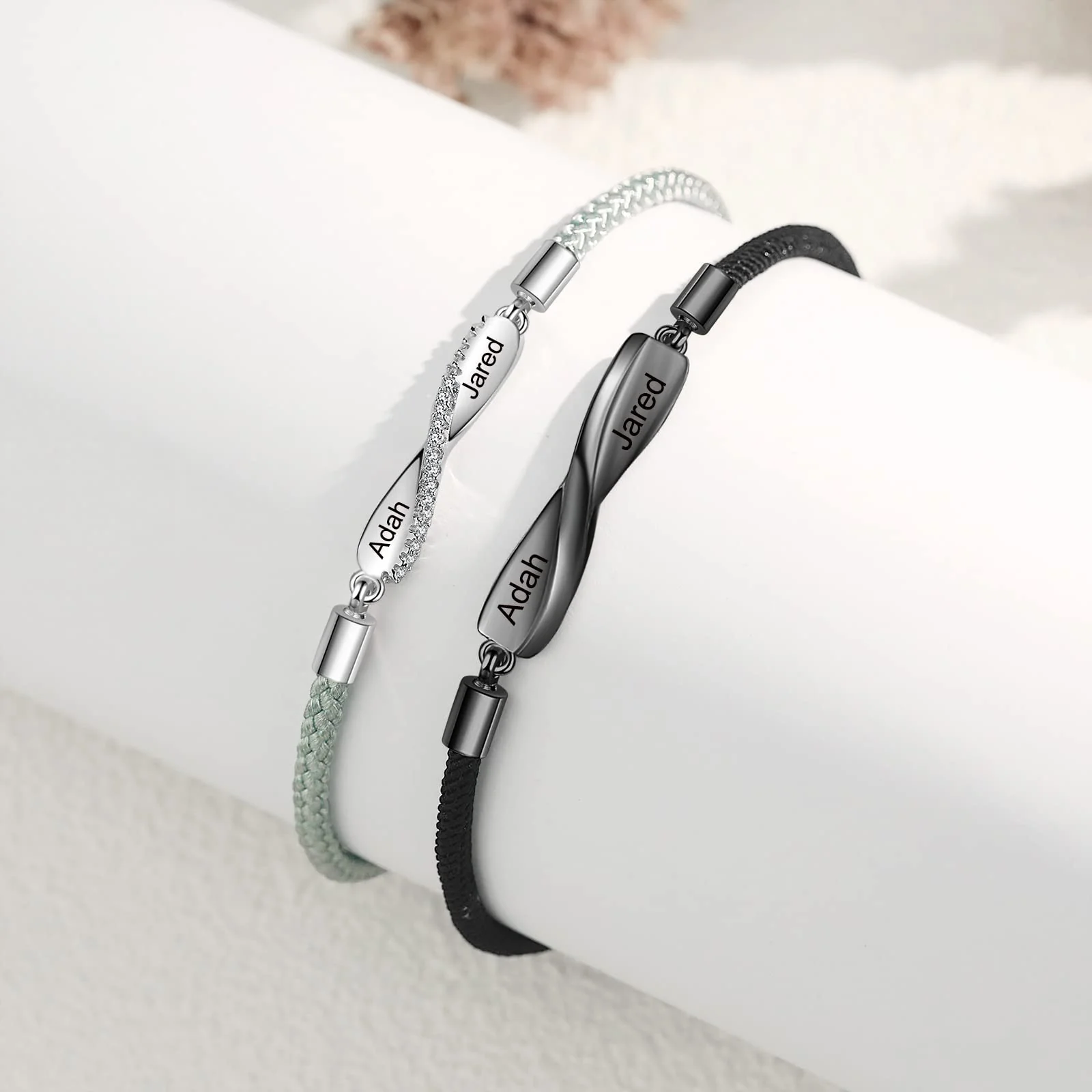 Personalized Couple Names Infinity Bracelets Set - Gift For Couple - Image 6